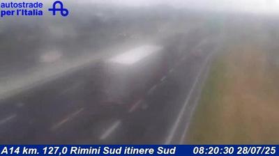 Preview delle webcam di Rimini: A14 km. 127,0 - Sud itinere Sud