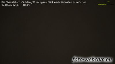 Preview delle webcam di Tubre: Piz Chavalatsch - Sulden - Vinschgau - Blick nach Südosten zum Ortler