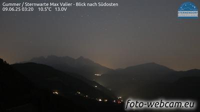 Preview delle webcam di Cornedo all'Isarco: Gummer - Sternwarte Max Valier - Blick nach Südosten