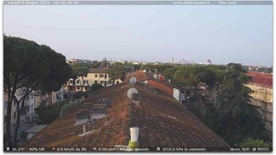 Preview delle webcam di Pisa › Sud: PANORAMA con vista in lontananza Torre Duomo e Battistero di