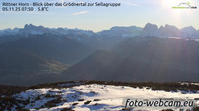 Preview delle webcam di Rittner: Horn - Blick über das Grödnertal zur Sellagruppe